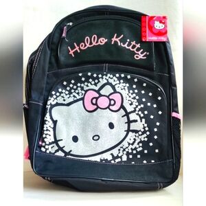 Hello Kitty Backpack, Black and Pink with Silver Glitter, New with Tag